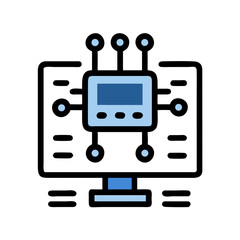 Simple digital device or control panel graphic in blue