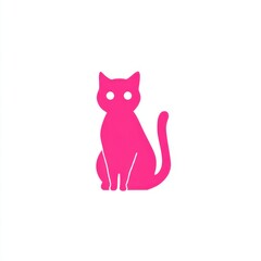 Fototapeta premium Pink Cat Silhouette on White Background