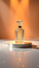 Elegant Perfume Bottle on Luxurious Golden Background