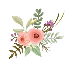 Watercolor Rose Bouquet Illustration with Soft Floral Design Elements