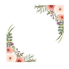 Romantic Watercolor Rose Divider &ndash; Handpainted Floral Garland Border for Wedding Cards & Stationery