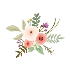 Watercolor Rose Bouquet Illustration with Soft Floral Design Elements