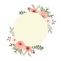 Romantic Watercolor Rose Floral Frame for Invitations, Greeting Cards & DIY Projects