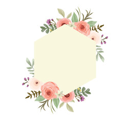 Romantic Watercolor Rose Floral Frame for Invitations, Greeting Cards & DIY Projects
