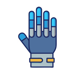 Robotic Hand Graphic with Blue and Gold Accents