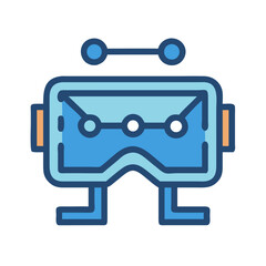 Cute vector VR glasses robot character on black background