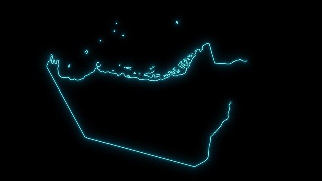 United Arab Emirates Abu Dhabi Abstract Futuristic Concept Neon Outline Map Animation 4k