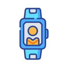 Fototapeta premium Smartwatch displaying user profile icon on black background