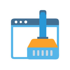 Website data cleaning or server maintenance flat illustration style