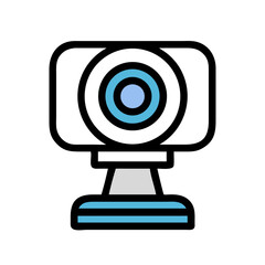 Simple vector icon of a webcam with black background