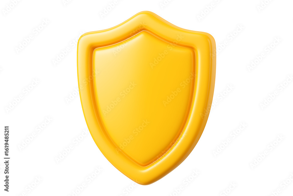 Poster 3d yellow security shield isolated on a transparent background