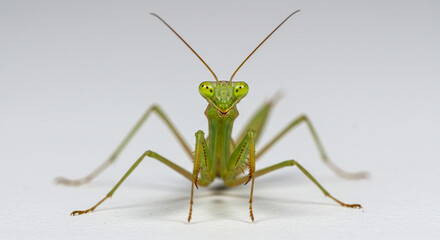 A staring contest with nature’s fiercest insect — the mantis peers into the camera with high detail, perfect for educational visuals.