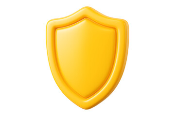 3D Yellow Security Shield Isolated on a Transparent Background