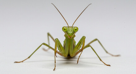 A staring contest with nature’s fiercest insect — the mantis peers into the camera with high detail, perfect for educational visuals.