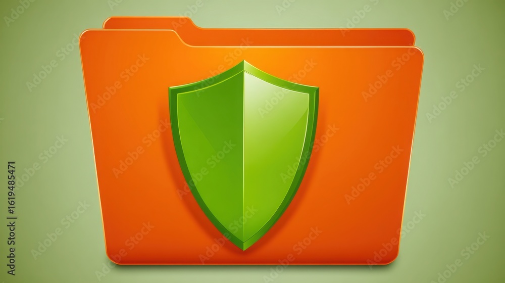 Poster folder with a green shield representing risk mitigation strategies for protecting sensitive informat