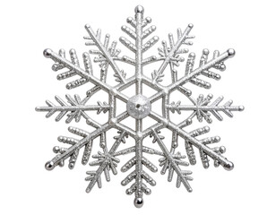 Silver Snowflake Tree Topper with Glitter Details PNG