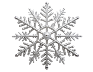 Silver Snowflake Tree Topper with Glitter Details PNG