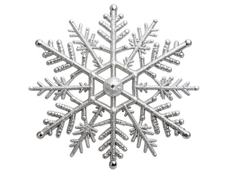 Silver Snowflake Tree Topper with Glitter Details PNG