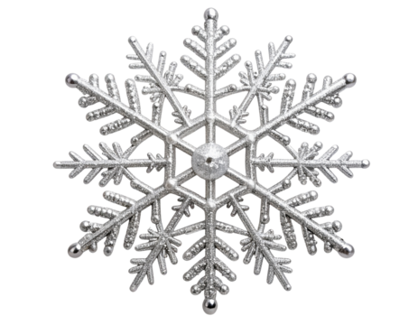 Silver Snowflake Tree Topper with Glitter Details PNG