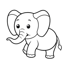 Naklejka premium Playful baby elephant bold cartoon outline cute animal vector perfect for children and wildlife art