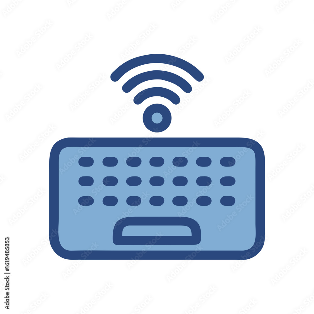 Poster wireless keyboard icon on black background for creative use
