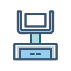 Minimalist blue television icon with black background style image