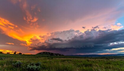 Obraz premium Dramatic sunset over a field