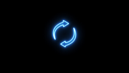Endless possibilities unfold with a neon blue circular arrow a symbol of renewal on a stark black