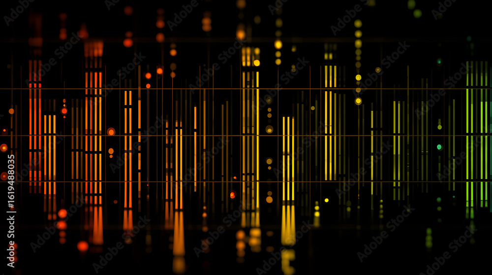Aufkleber abstract technological backdrop with glowing lines and dots on a black background