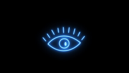 A radiant blue neon eye revealing secrets and insights within darkness evoking mystery and intuition