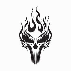 Skull Fire Flames Vector Illustration on white background.