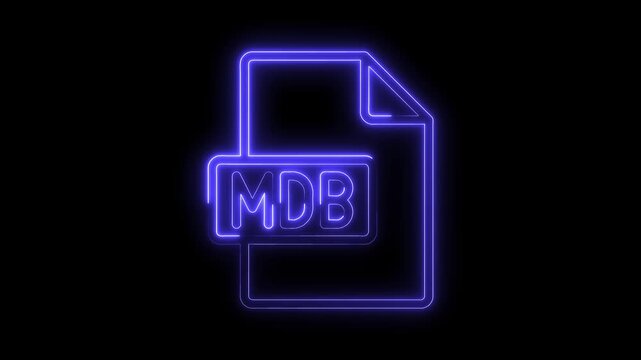 Glowing Neon M D B File Icon Isolated on Black Background Futuristic Digital Symbol Vibrant Blue Light