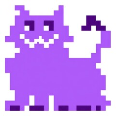 Obraz premium Playful Purple Pixel Cat Illustration
