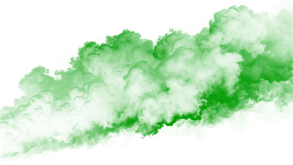 Green cloud type overlay smoke overlay png effect with a wispy mist texture. Transparent Background Png image Isolated on white background.
