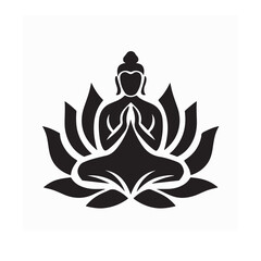Obraz premium Buddha lotus meditating vector silhouette illustration on white background.