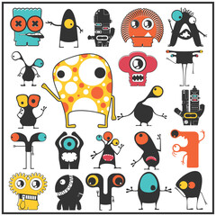 Funny Cartoon Creatures Collection – Cute Weird Characters in Flat Vector Style