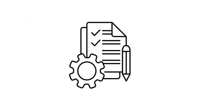 Checklist list Animated Icon on white Screen Background. Process, Approved, Document, Quality check, thin line icon animation. 4K Animated Icon