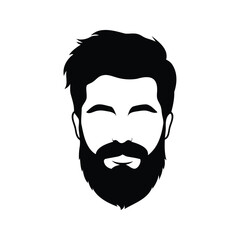 Silhouette of a bearded man with slicked back hair and blank eyes