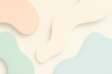 Abstract pastel shapes layered on a light background creating a soft and calming composition