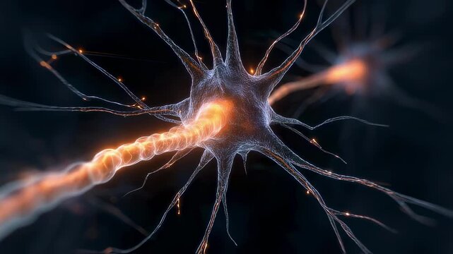 3D medical graphic showing nociceptor activation and rapid conduction pathway delivering pain message upward to cerebral cortex.