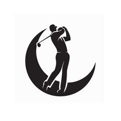 Silhouette vector of golf player swinging club, perfect for sports logo or branding