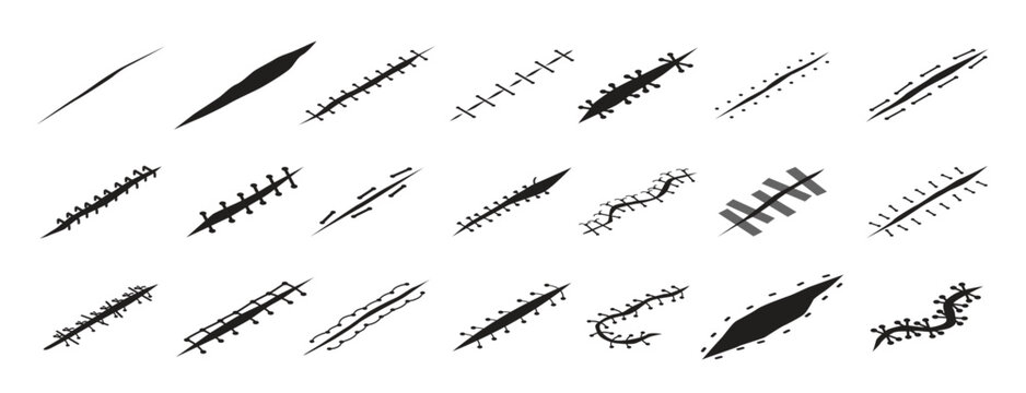 suture icons set isometric style