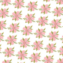 seamless pattern with pink flowers