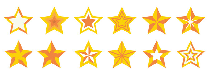 Star element full color icon set
