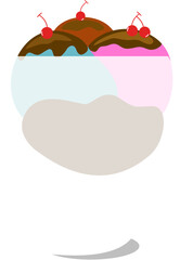 Vector Illustration of A cup of ice cream with three differents flavours