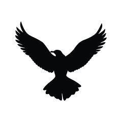 Silhouette of a bird in flight against a white background illustration