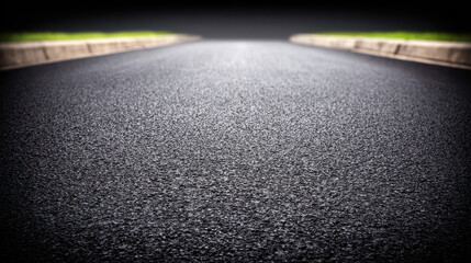 Asphalt road surface texture with blurred edges and dark background creating moody effect