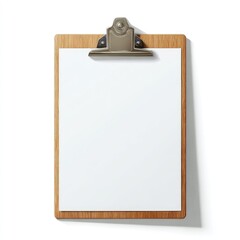 Wooden clipboard with blank white paper (7)
