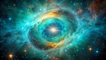 Obraz premium Vibrant Nebula with a Bright Star in the Center of the Galaxy