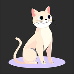 Cute Cartoon Cat Sitting on a Round Pad
